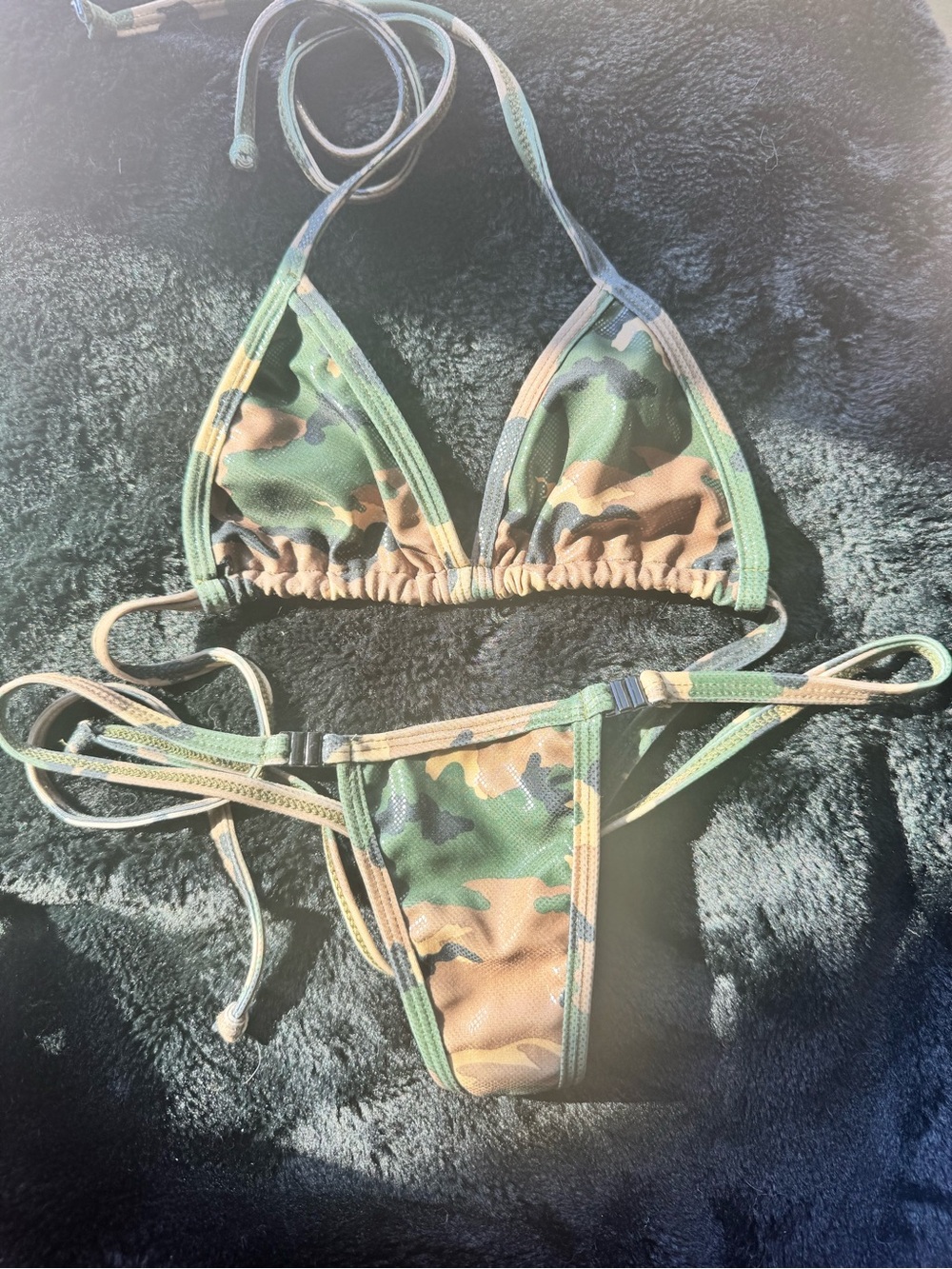 Camo Triangle String Bikini Set - Green Camo